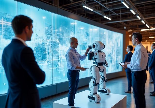 最新ロボットアームの展示風景